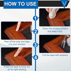 Window Weather Sealing Tape 2 Inch x 33 FT Weather Stripping Residue-Free Clear Window Insulation Caulk Tape for Doors Windows and Shower Glass Gaps Bathroom