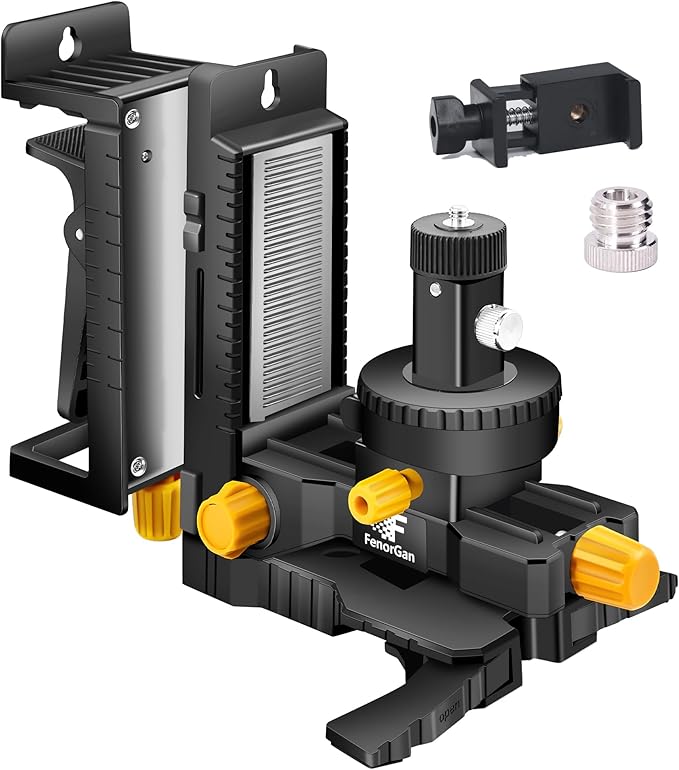 FenoGan laser level accessory kit 360 ° base, upgraded base stability bracket, with 5/8-inch threaded interface, multifunctional magnetic rotating base with tilt angle adjustment, and adjustable clamp