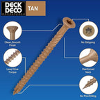 Wood Screws #8 x 1-1/4" 208pcs(Approx), Tan Ruspert Coating Exterior Deck Screws, Torx/Star Drive Flat Head,Twist Shank, Cut Tip/Thread, Bit Included, 1 lb/Box