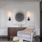 Modern Black Hardwired Wall Sconces, 21'' Knurled Bathroom Wall Sconce, Indoor Wall Sconce,Copper and Glass Vanity Light, for Living,Bedroom, Hallway, Staircases, Include Bulbs