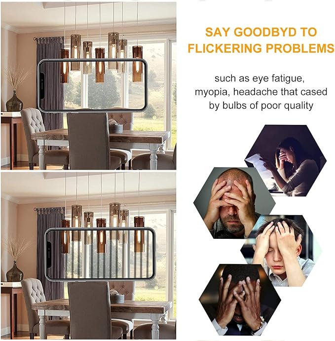 E26 Tubular LED Bulb 4W Equal 40 Watt Soft White 3000K Dimmable E26 Edison AC120V 400lm Tube T9 T10 LED Light Bulb for Rustic Pendant,Chandeliers,Wall sconces,6Pack