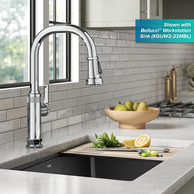 KRAUS Allyn Industrial Pull-Down Single Handle Kitchen Faucet in Chrome, KPF-4102CH