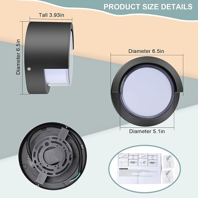 LED Porch Lights Outdoor 12W 6500K Modern Wall Lighting Double-Layer Cover Aluminum Exterior Light Fixture IP65 Waterproof for Stairway Garage Patio Bedroom ﻿