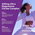 Magnesium Citrate Gummies 420mg for Adult - Dual Layer - w/ 10 Billion CFU - 5 Strains Probiotics & Calcium,D3,Biotin,Iron,B6,B12,Folate,Supports for Bone,Nerve,Relaxation,Muscle - Vegan 60 Cts