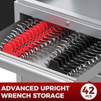 42PCS Magnetic Modular Wrench Organizers for Tool Drawers - Black & Red - Wrench Rack with Metric & SAE Labels, Customizable Magnet Tool Storage Holder for Tool Box Organization