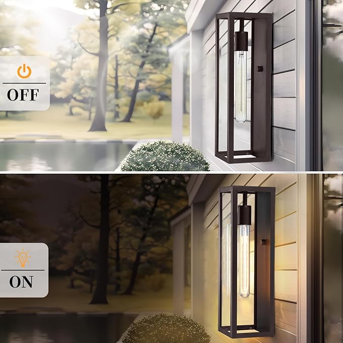 Brown Large Exterior Lighting Fixtures 2Pack, 16'' Waterproof Front Porch Lights Outdoor Wall Sconces, Outdoor Garage Lighting Fixtures Wall Mount for House Coach Carriage Lights Exterior