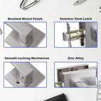 NEWBANG Hall/Closet Lever Handle Lock Satin Nickel Finish-Heavy Duty Door Lock Handle in Silver for Passage Door