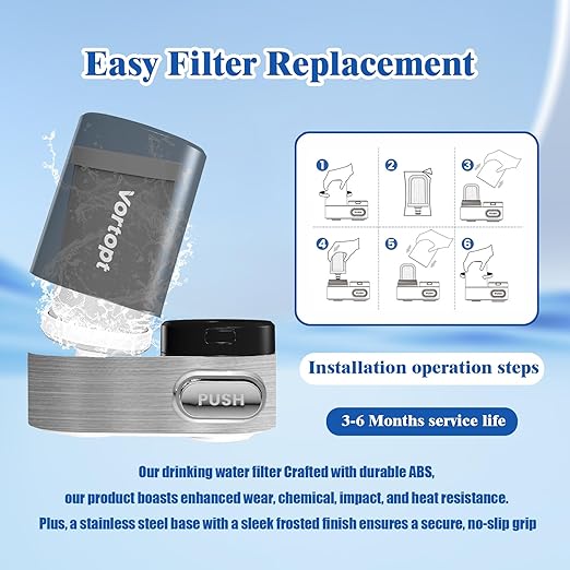 Faucet Water Filter for Sink, Mechanical Switch Button - 350 Gallon Water Purifier for Sink, NSF Certified, Reduces Chlorine and Bad Taste with One Replacement, T5 (Black)