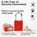 SEPOX® 12 Pcs Ultra-Durable Anti-Rust Outdoor Padlocks - Red Aluminum, 38mm (1-1/2") with Long Shackle & 24 Same Keys, Ideal for Gate, Storage, Locker, Fence & Lock-Out, High Security