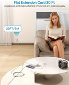 2100J Surge Protector Flat Plug Extension Cord 20 FT with 12 AC Outlets 6 USB Ports 5V/4.8A 24W, 20Ft Long Braided Thin Cord Wall Mount Long Charging Station for Travel Home Office College Dorm