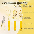 Gardening Gifts for Women, Gardening Tools for Women, 9 PCS Sunflower Garden Tools Set Kit with Garden Tool Bag, for Gardener Mom Grandma Aunt, Yellow