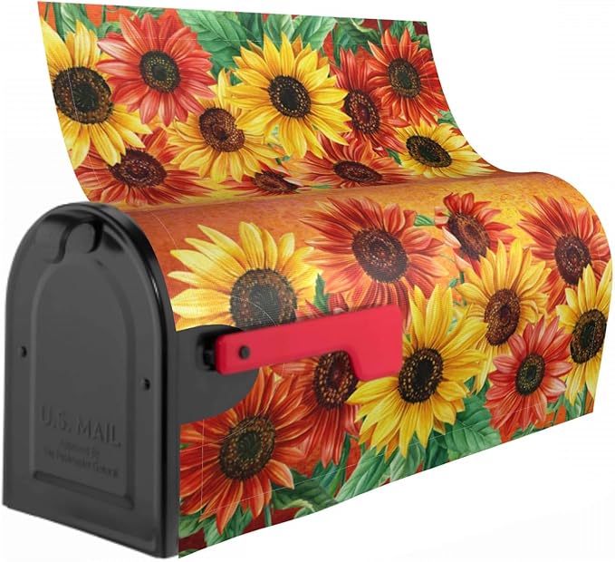 Giwawa Sunflower Mailbox Cover - Large Autumn Fall Magnetic Oversized 25.5 x 21 - Thanksgiving Decorations Outdoor Welcome Wrap