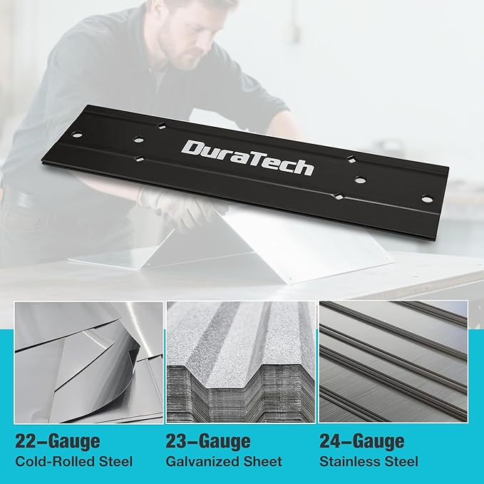 DURATECH 12 Inch Sheet Metal Bender, Folding Tool for Duct Bending, Hand Seamer with 3/8" & 1" Fold Depths, Ideal for HVAC, Roofing & Metal Fabrication, Gray