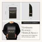 NACH Mailboxes for Outside Wall Mount, 15 x 9.5 x 4 inches, Rustic Black Wall Mounted Mailbox and Newspaper Holder, Waterproof Mailbox for Door - The Rustic Milano Mailbox