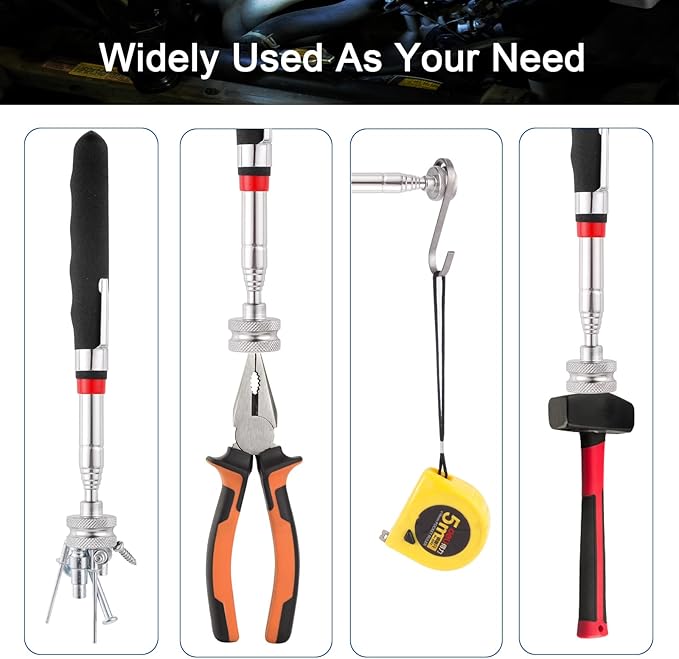 1 Piece 25LBs Telescoping Magnetic Pickup Tool, Multifunction Magnet Hanger with Pen Clip Design, Magnet Stick Rod Extendable 7" to 30.5" for Men, Birthday, Father's Day, Holiday Gift