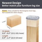 Ezprotekt 8 Pcs Rectangle Grey Felt Chair Leg Floor Protectors for Hardwood Floors, Rectangle Silicone Chair Leg Caps, Furniture Leg Covers Cups for Table Desk (Fit W :0.6-0.8", L: 0.9-1.3")
