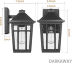 Darkaway Outdoor Sconce Lights Wall Light Fixtures, Front Porch Light Outdoor Wall Anti-Rust Waterproof Aluminum with Glass Exterior Light Fixture for Patio, Yard, Doorway, Garage(1 Pack, Black)