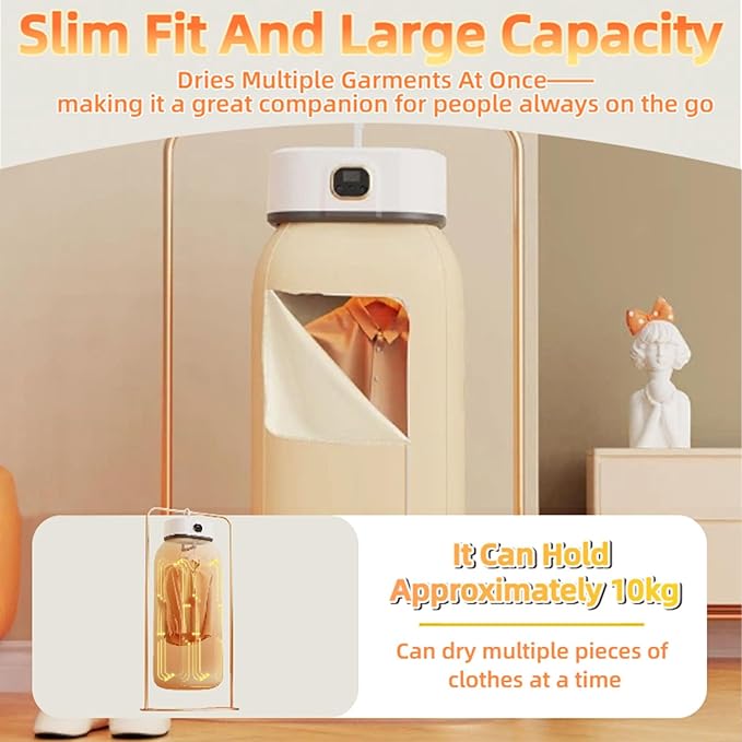 Portable Foldable Mini Dryer for Clothes, Small & Compact Clothes Dryer, Hanging Laundry Dryers with Adjustable Timer, for Apartment, Rv, Travel