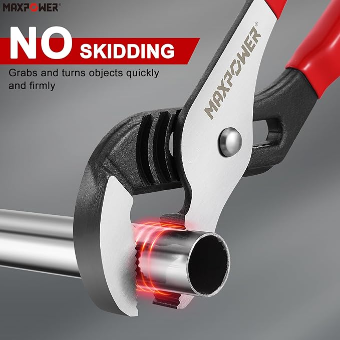 MAXPOWER 12-inch Water Pump Pliers, Straight Jaw Adjustable Tongue and Groove Plier, Slip Joint Plumbing Pliers