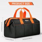 Tool Bag, Large Tool Organizer Bag with 18 Pockets,15.7x 11.4x 9.8 inch, Heavy Duty 600D Fabric, Black and Orange