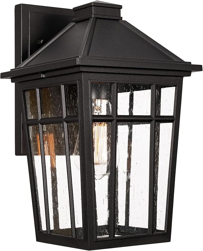 Darkaway Outdoor Sconce Lights Wall Light Fixtures, 14inch Large Porch Light Outdoor Wall Anti-Rust Waterproof Aluminum with Glass Exterior Light Fixture for Patio Yard Doorway Garage (Large, Black)