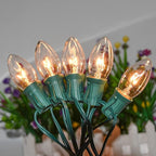 SUNSGNE 25 Pack C9 Clear Replacement Bulbs, C9 Christmas Light Bulbs Clear Incandescent Bulbs for Christmas Vintage String Light, E17 Intermediate Base, 7 Watt