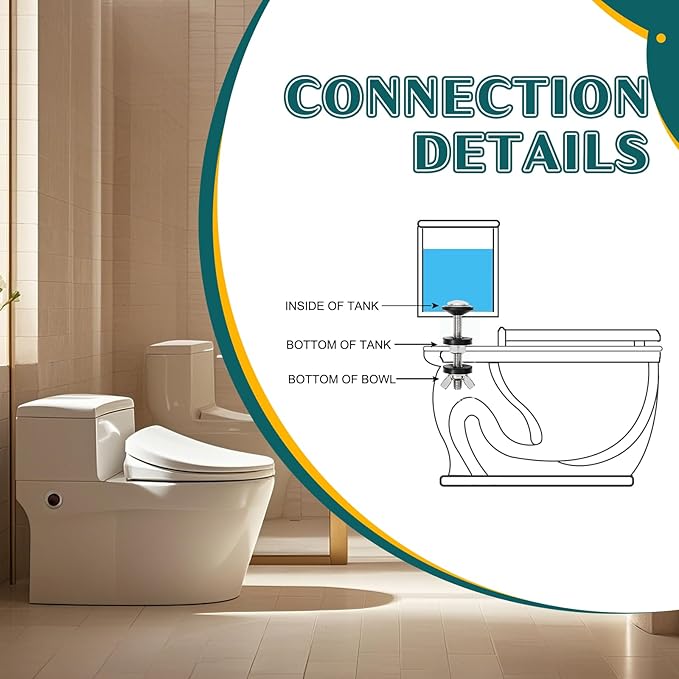 8PCS M8 Universal Toilet Tank to Bowl Bolts Kit, Heavy Duty Toilet Tank Bolts and Washers, 304 Stainless Steel Toilet Seat Bolts Kit, with Extra Long Nut Easy to Install (ΦM8, 8)