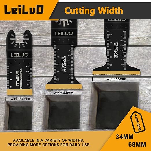 LEILUO 20 Piece Titanium Multitool Blade Set Extra Longer & Wider Oscillating Saw Blades Kit for Wood Nails Thin Metal Storage Bag Included