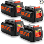 ARyee 3.0Ah 40V LBX2040 Replace for Black and Decker 40V Battery LBXR36 LBXR2036 LST540 LCS1240 LBX1540 LST136W Cordless Power Tool Lithium Battery, 4-Pack