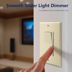 LIDER Dimmer Paddle Switch for Dimmable 300W LED/CFL Lights, 1-Pole or 3-Way, 120 V, Modern Upgrade, UL Listed, Wall Plate Included, Light Almond