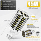 45W LED Corn Light Bulb 2 pack,400W Equivalent 5000K Commercial Grade Daylight E26/E39 6000LM Medium Mogul Base LED Lamp,Large Area Lights For Outdoor Indoor Garage Warehouse street Factory Bay Light