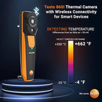 testo 860i Wireless Thermal Imaging Camera Set for iPhone & Android - Thermal Imager with Carrying Pouch & USB-C Cable - Handheld Infrared Camera 256 x 192 Resolution & -4 to +662 °F Measurement Range