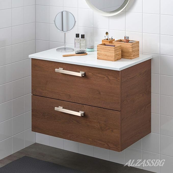 Alzassbg 20 Pack Brushed Satin Nickel Cabinet Pulls, 5 Inch(128mm) Hole Centers Kitchen Cabinet Handles for Cabinets and Drawers AL3061SN