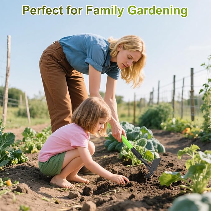 Telescopic Garden Hoe, Dual-Head Weeding and Cultivating Tool with Adjustable Handle, Lightweight Outdoor Hand Hoe for Raised Beds, Flower Planting, Camping, and Backyard Gardening