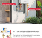 MIZUDO 3/4''NPT Tankless Water Heater Service Valve Kit, with 150 PSI Pressure Relief Valve, Hot and Cold Isolator Valve