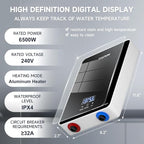 Instant Electric Water Heater 240V 6.5kW.Tankless Water Heater for Kitchen with Self Modulating Technology.Tankless On Demand Water Heater.Electric Hot Water Heaters for Sink.Overheating Protection.