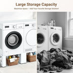 SKM 2-in-1 Washer & Dryer Pedestal Stand, 29" Universal Laundry Raiser for 4.8-5.3 cu. ft. Machines | Heavy-Duty Steel, 700LB Capacity | 12.6" Ergonomic Height, White