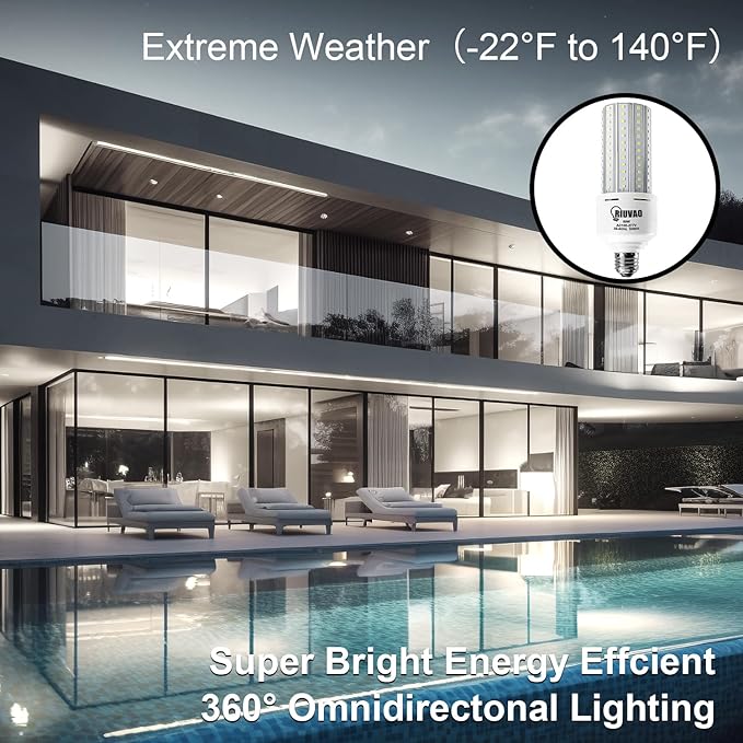 60W LED Corn Bulb 500W Equivalent Led Light Bulb 7500 Lumen Bright 5000K Daylight White E26/E27 Medium Base for Large Area Outdoor Indoor Garage Warehouse Factory Backyard