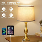 Bedside Table Lamp Touch Control Bedroom Lamps with USB-C USB-A Charging Port 3 Way Dimmable Touch Lamps for Nightstand Living Room Bedroom Dorm Home Office Reading, Set of 2
