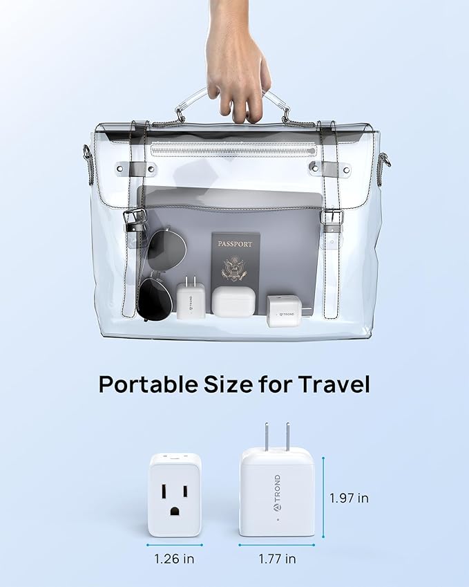 TROND 2 Prong to 3 Prong Outlet Adapter, Multi Plug Wall Outlet Extender, 3 Way Plug Splitter, Horizontal Wall Expander for Non-grounded Socket for Old Home Office Hotel Cruise Travel, 2 Pack, White