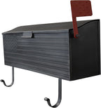 Oakland Living AZ620-SILVER Silver Patriotic Metal Outgoing Mail Flag and Newspaper Hangers Wall Mount Mailbox