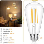Vintage LED Edison Bulbs 60 Watt Equivalent Dimmable 7W ST58 LED Filament Light Bulbs Warm White 3000K Antique Style Lighting High Brightness 800LM E26 Medium Base Clear Glass for Home Office, 12 Pack
