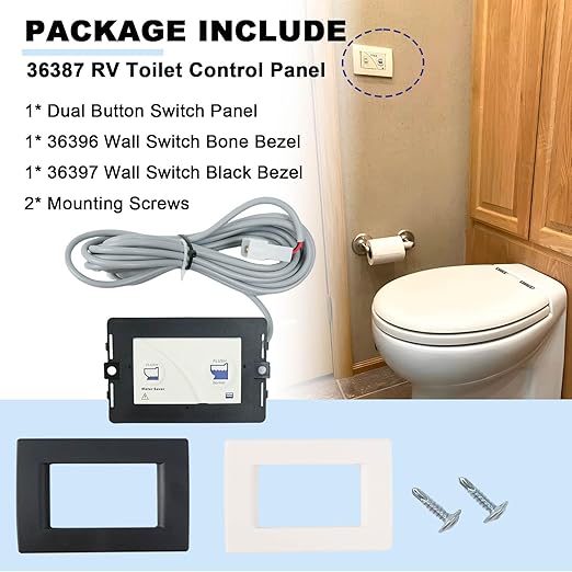 36387 Dual Button Wall Switch Toilet Control Panel Fit for Thetford Tecma Toilet Silence Plus April 2006 to Present