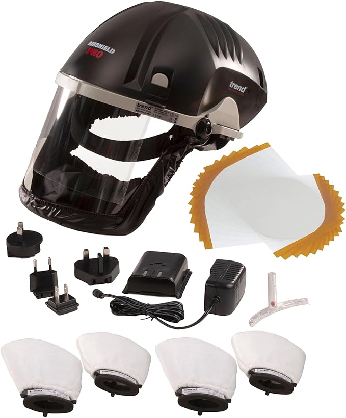 Trend Airshield Pro Respirator & Face Shield Bundle with Replacement Visor Overlays and Additional Twin Air Filters, AIR/PRO/D5