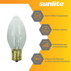 Sunlite Incandescent C9 Colored Night Light Bulb, 7 watts, 120 Volts, Intermediate E17 Screw Base, 2000 Rated Hours, Christmas-Lights Nightlight, Clear, 25 Pack