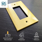 Rio Salto Modern Metal Vibrant Yellow Gold Wall Outlet Cover or Light Switch Cover Rocker Decora Electrical Switch Covers Decorator Plug Wall Plate Electric MIDSIZE Receptacle (Rocker, 1-Gang, 2-Pack)