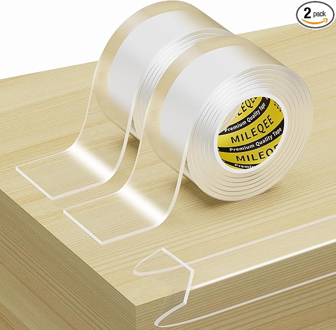 2Pack Clear Edge Protector Strip, 1.57in x 3.28FT(6.56FT Total), Sharp Edge Wrap Cover Tape, Self Adhesive Protective Corner Bumper Guards for Cabinet Door Desk Glass Table Bed Furniture, Kitchen