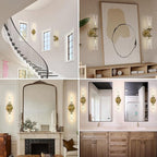 Gold Wall Sconce for Bathroom Hardwired, 20.5" Brass Wall Sconces, Linear Sconces Wall Lighting Double-Lights, Bathroom Lighting Fixtures over Mirror, Tube Bath Vanity Light for Living Room, Bedroom
