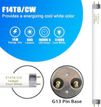 15 Inches T8 Fluorescent Light Bulb 4100K 14 Watt, F14T8/CW 14W Fluorescent Tube,14 Watts, G13 Medium Base, 650 Lumen, 6 Pack