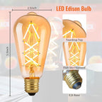 OMED LED Edison Light Bulb 24 Pack, Dimmable Criss-Cross Filament LED Bulbs, 60 Watt Equivalent 2700K Soft White Vintage Style Amber Glass Edison Bulb, 600 Lumens 6W Medium Base E26 ST64 Light Bulb